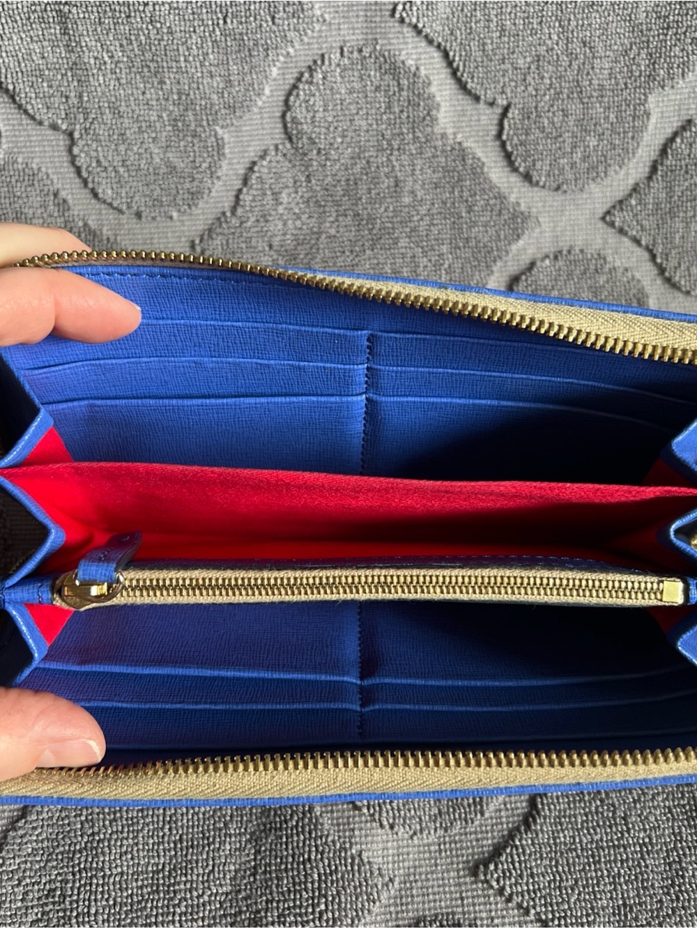 Dooney & Bourke Saffiano Large Zip Around Wallet Clutch in Azure/Blue - Picture 6 of 12